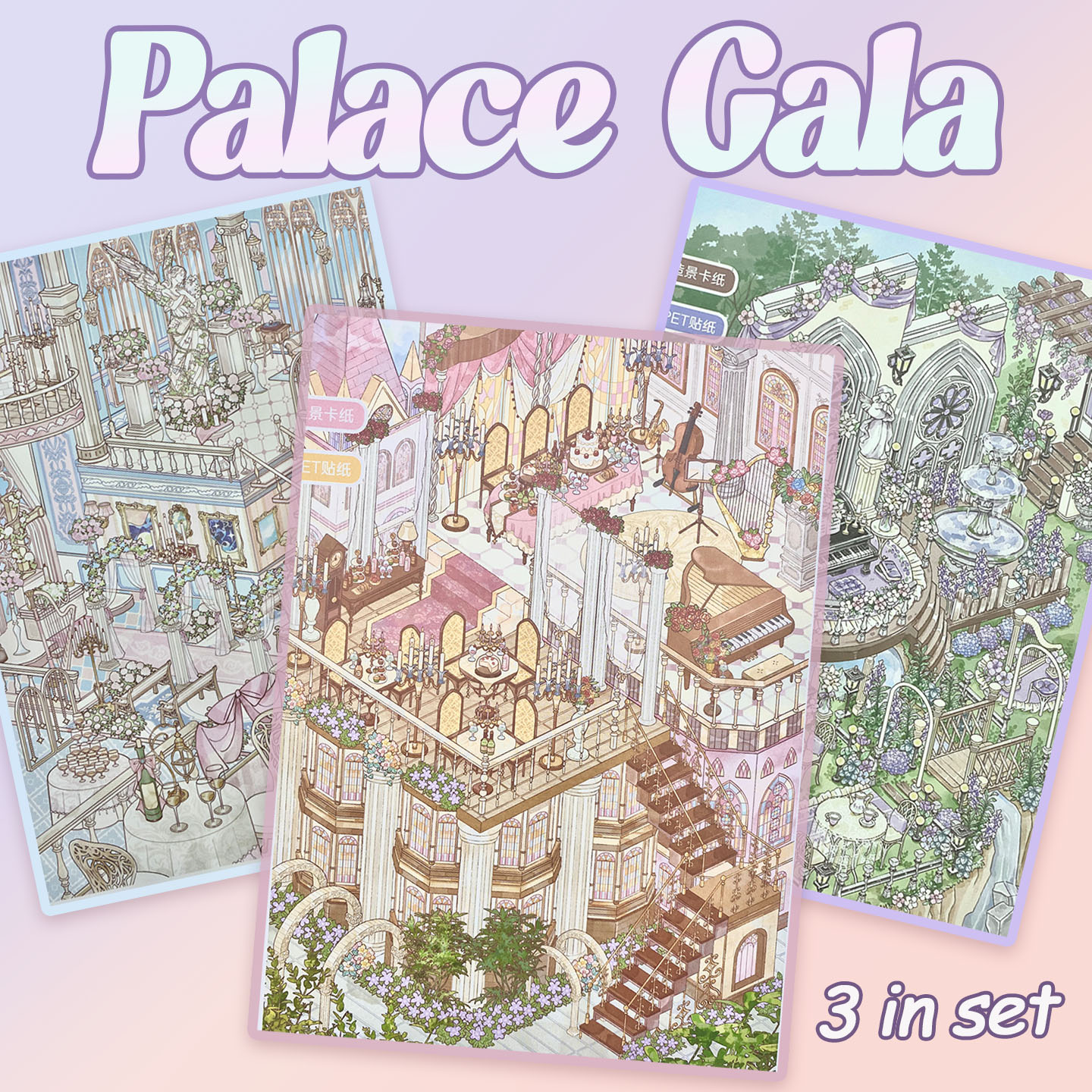 Palace Gala DIY 3D Scene Stickers Collection - 3 Cute Miniature Scenes