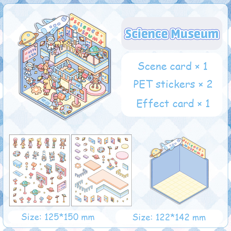 Popular Venues DIY 3D Sticker Collection - 8 Cute Miniature Scenes