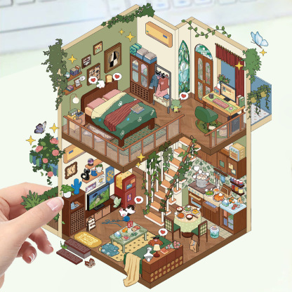 Forest Residence Cottage DIY 3D Scene Stickers - Miniature Scenes