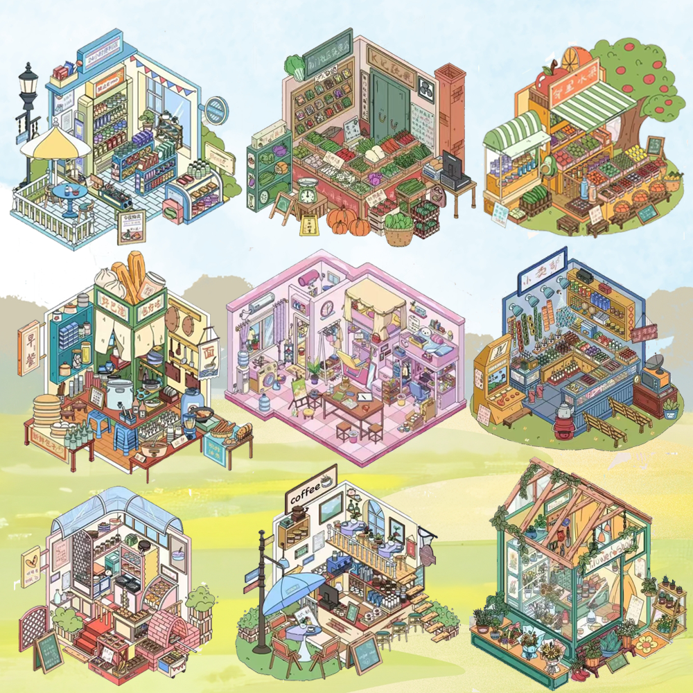 Warm Story DIY 3D Sticker Collection - 9 Cute Miniature Scenes