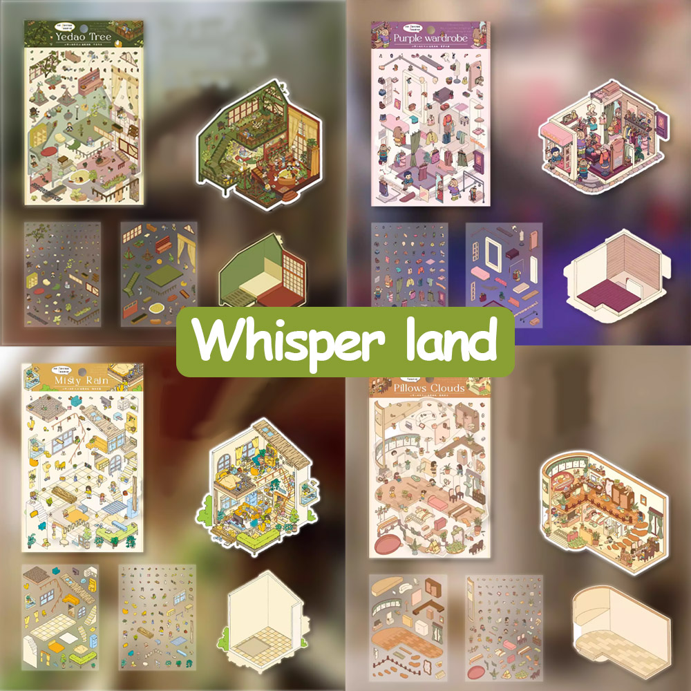 Whisper land DIY 3D Sticker Collection - 4 Cute Miniature Scenes