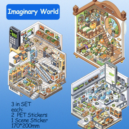 Imaginary World DIY 3D Sticker Collection - 3 Cute Miniature Scenes