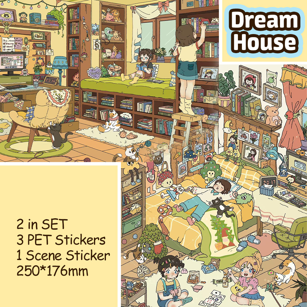 Dream House DIY 3D Sticker Collection - 2 Cute Miniature Scenes