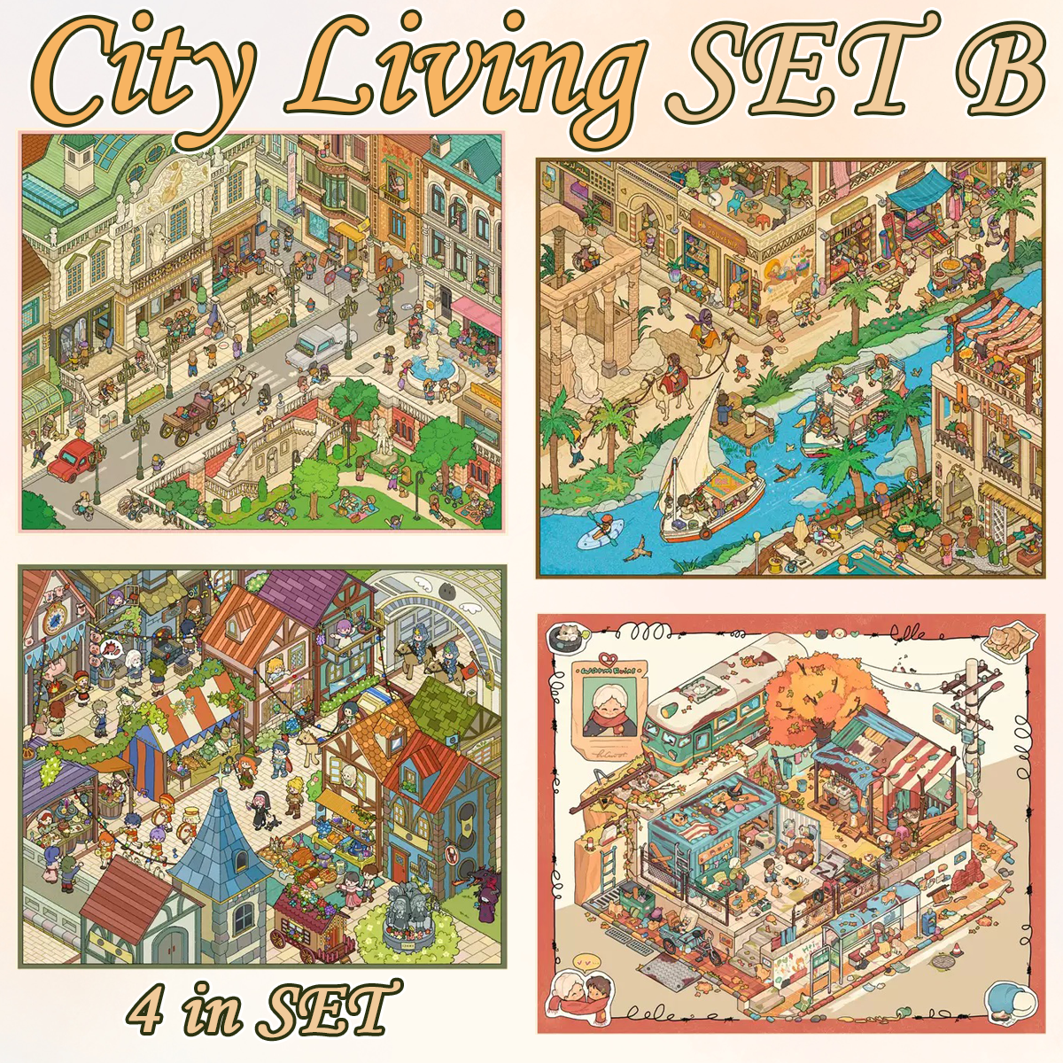 City Living DIY 3D Sticker Collection - 7 Cute Miniature Scenes