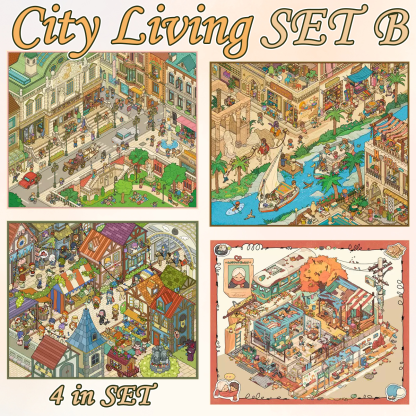 City Living DIY 3D Sticker Collection - 7 Cute Miniature Scenes