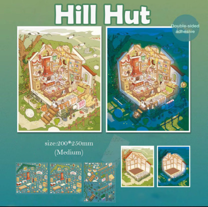 Hill Hut DIY 3D Scene Stickers - Cute Miniature Scene