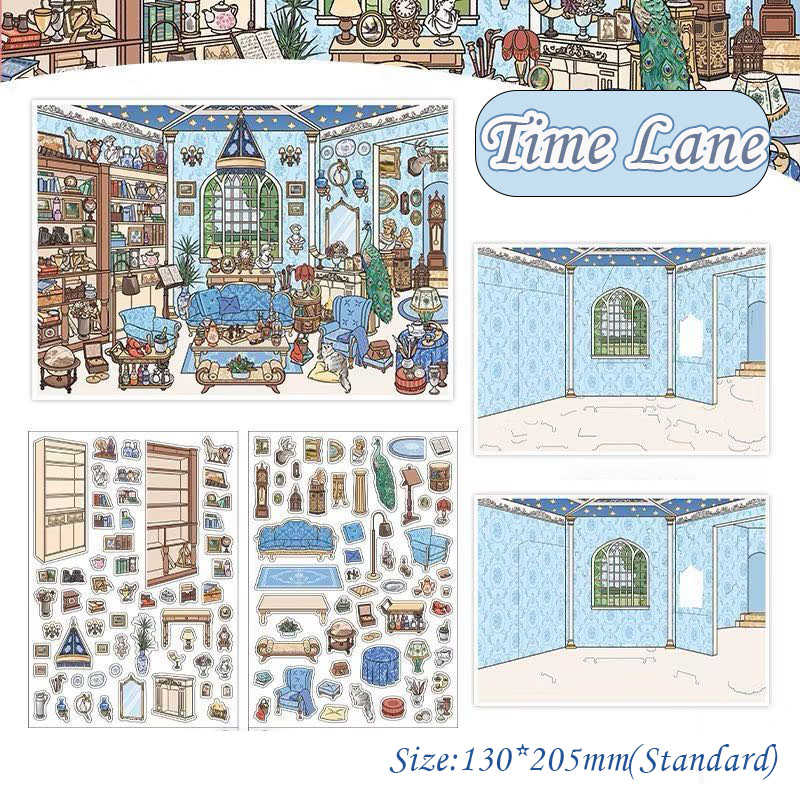 Tiny Manor DIY 3D Scene Stickers - 4 Cute Miniature Scenes