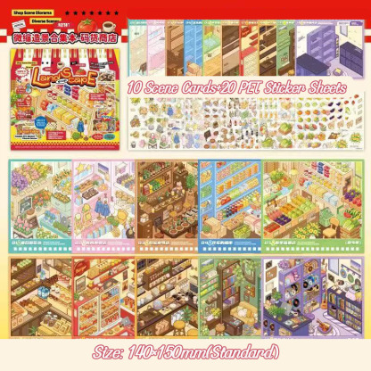Mini Market Books DIY 3D Scene Stickers Collection -  Cute Miniature Scene