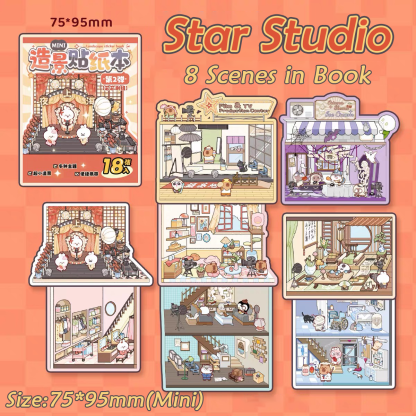 Build Mini Books DIY 3D Scene Stickers Collection - 4 Cute Miniature Scenes