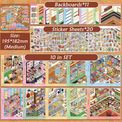 Stocking Books DIY 3D Scene Stickers Collection - 2 Cute Miniature Scenes (With guidelines)