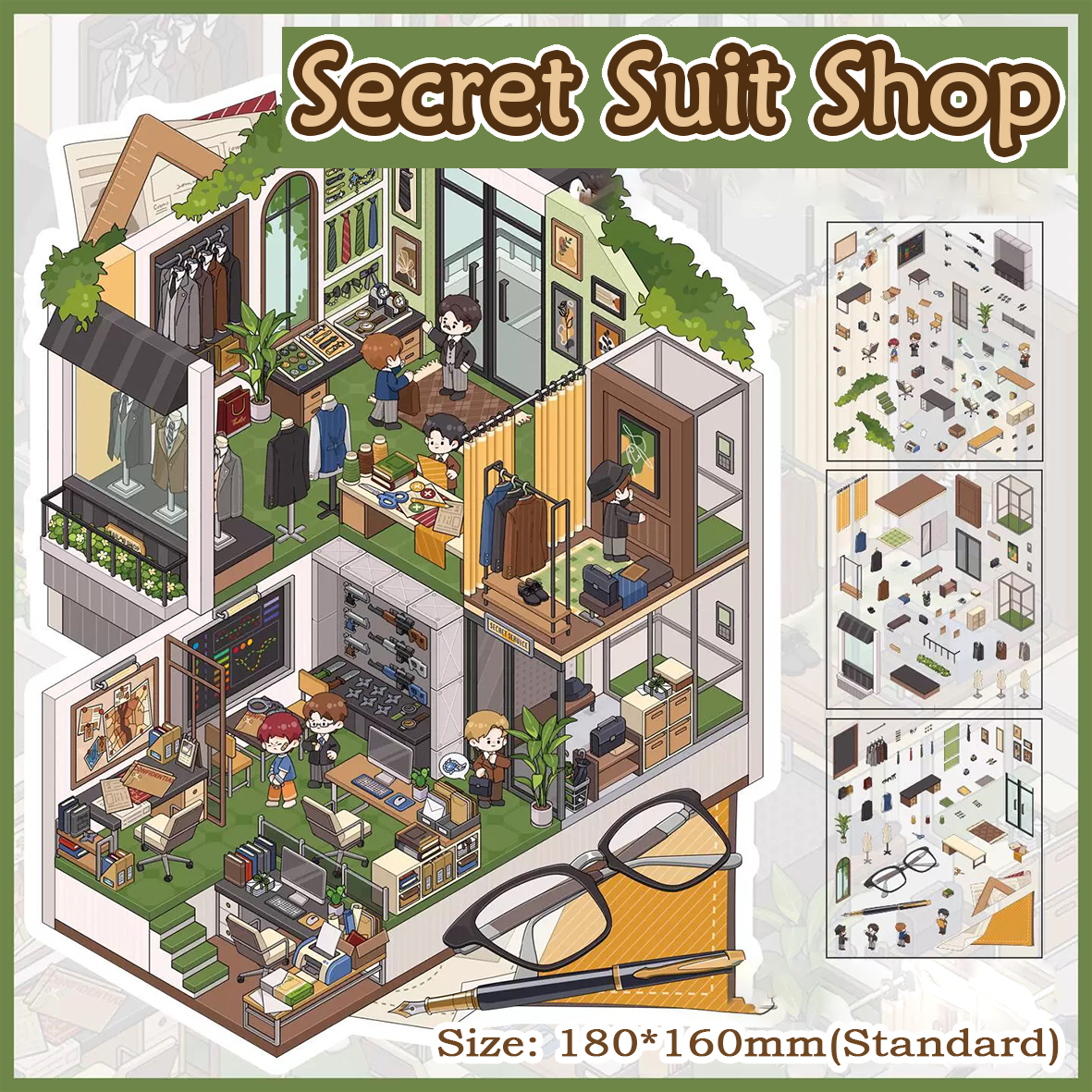 Secret Agent Series DIY 3D Sticker Collection - 4 Cute Miniature Scene