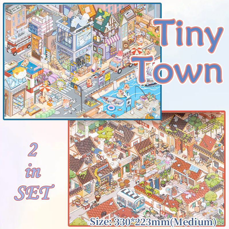 Tiny Town DIY 3D Scene Stickers - 2 Cute Miniature Scenes