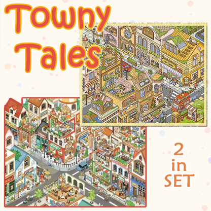 Towny Tales DIY 3D Sticker Collection - 2 Cute Miniature Scenes