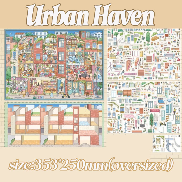 Weekend Morning DIY 3D Scene Stickers Collection - 5 Cute Miniature Scenes