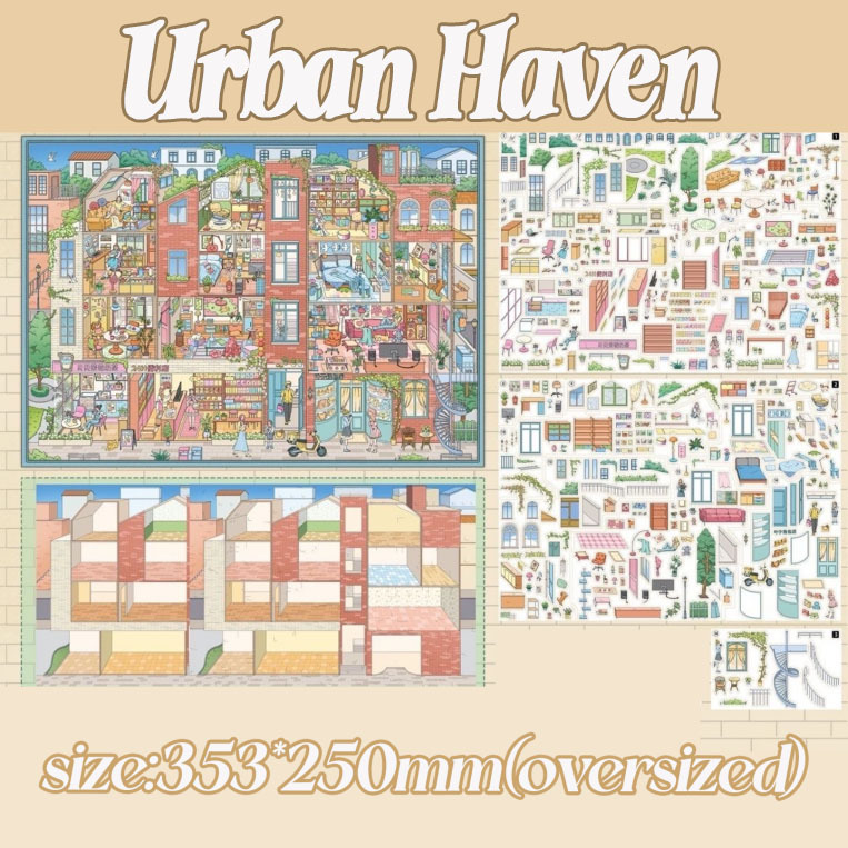Weekend Morning DIY 3D Scene Stickers Collection - 5 Cute Miniature Scenes