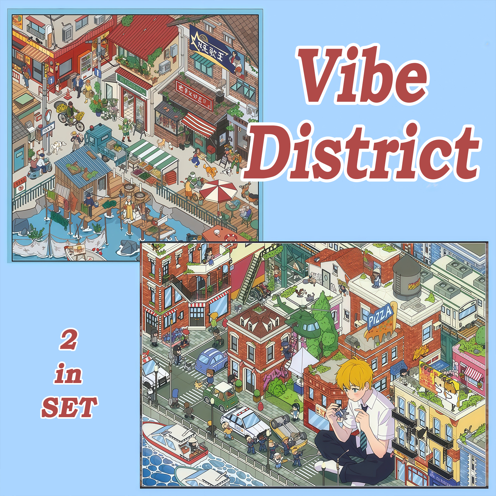 Vibe District DIY 3D Scene Stickers - 2 Cute Miniature Scene