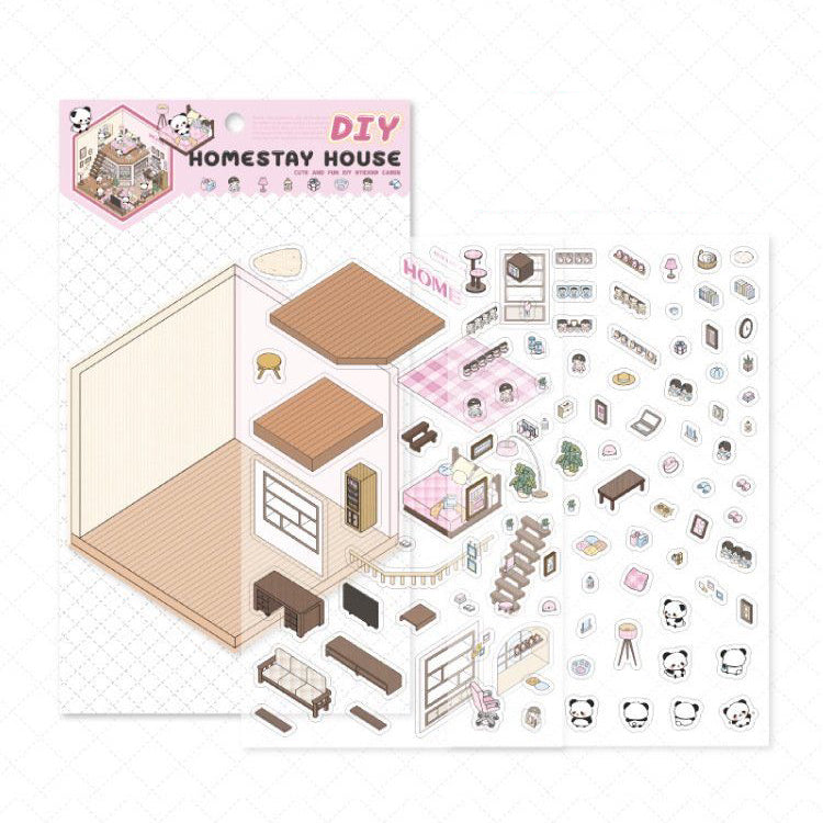 Panda Home Collection  DIY 3D Scene Stickers 4 Cute Miniature Scenes
