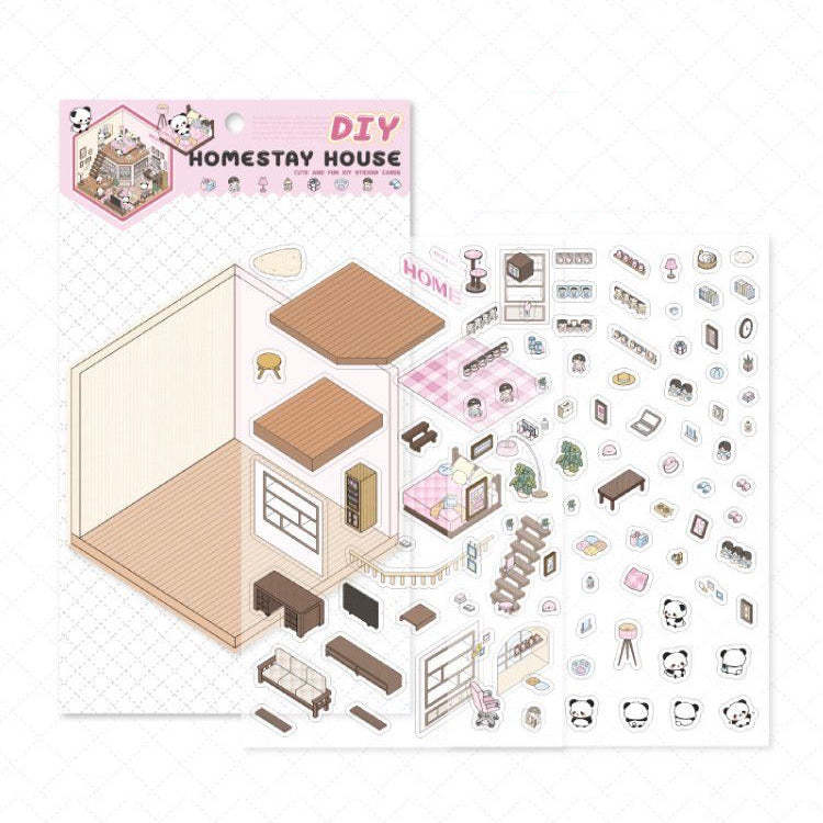 Panda Home Collection  DIY 3D Scene Stickers 4 Cute Miniature Scenes
