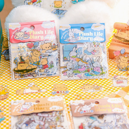 Plush Life Log Series Stickers - Cats & Dogs in Rain Boots