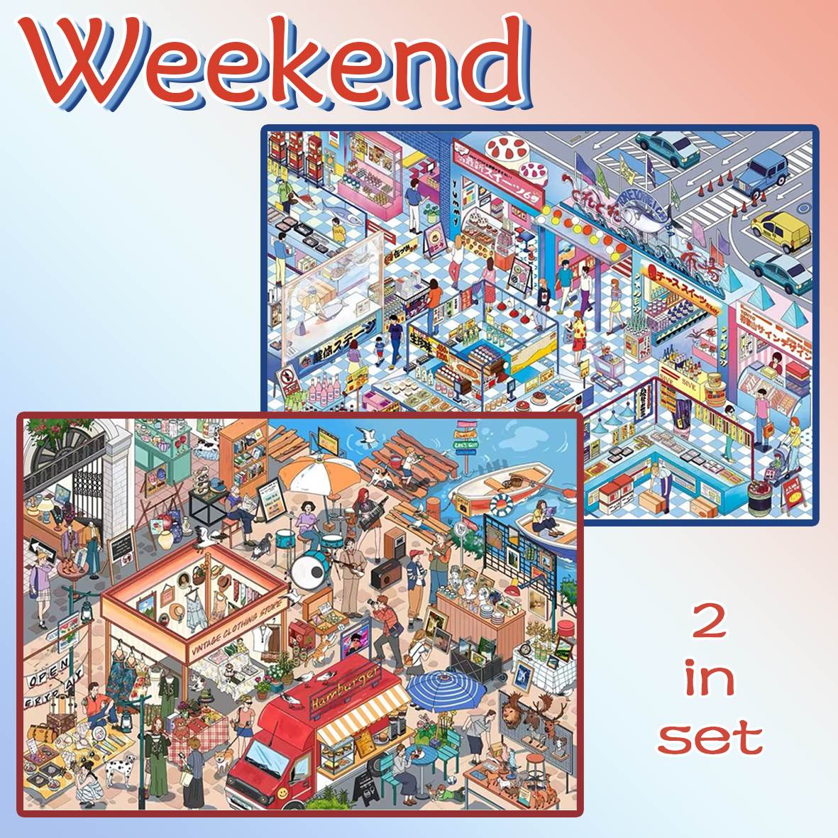 Weekend DIY 3D Scene Stickers - 2 Cute Miniature Scenes
