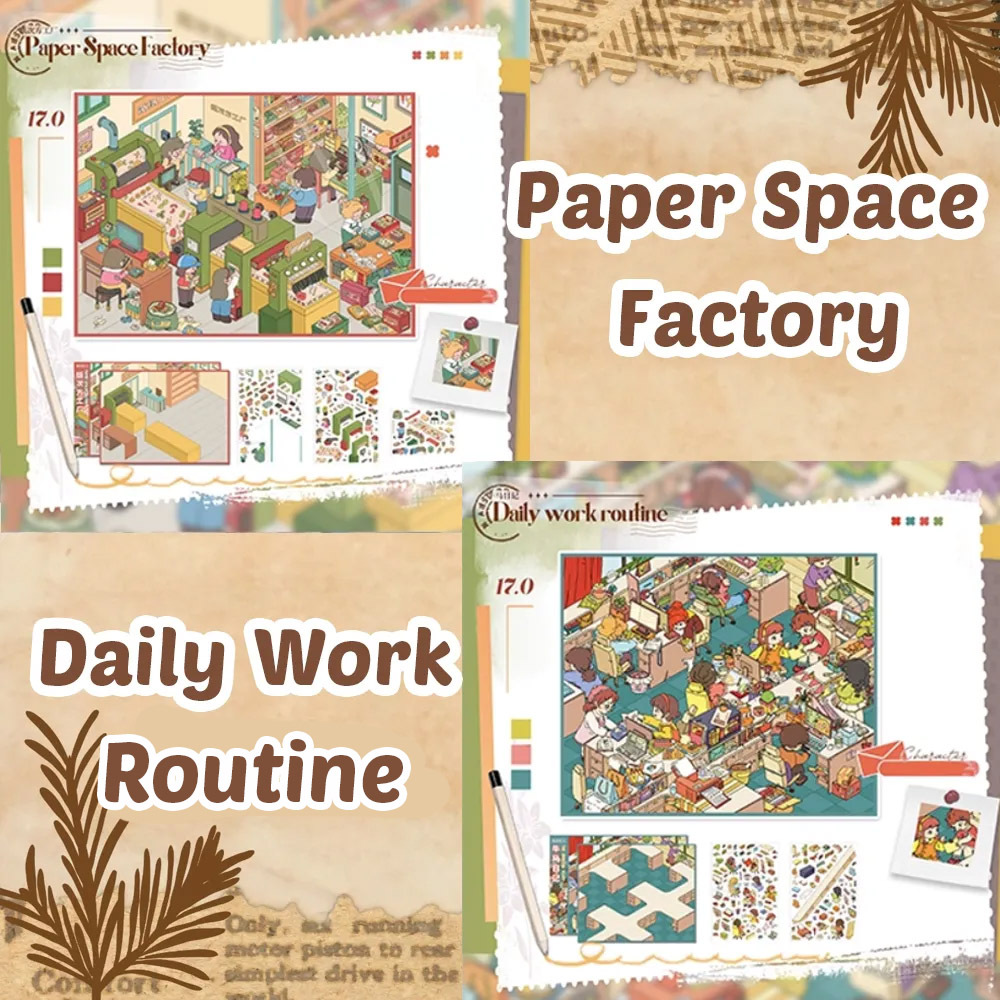 Cozy Room Factory DIY 3D Sticker Collection - 2 Cute Miniature Scenes