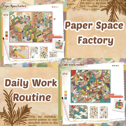 Cozy Room Factory DIY 3D Sticker Collection - 2 Cute Miniature Scenes