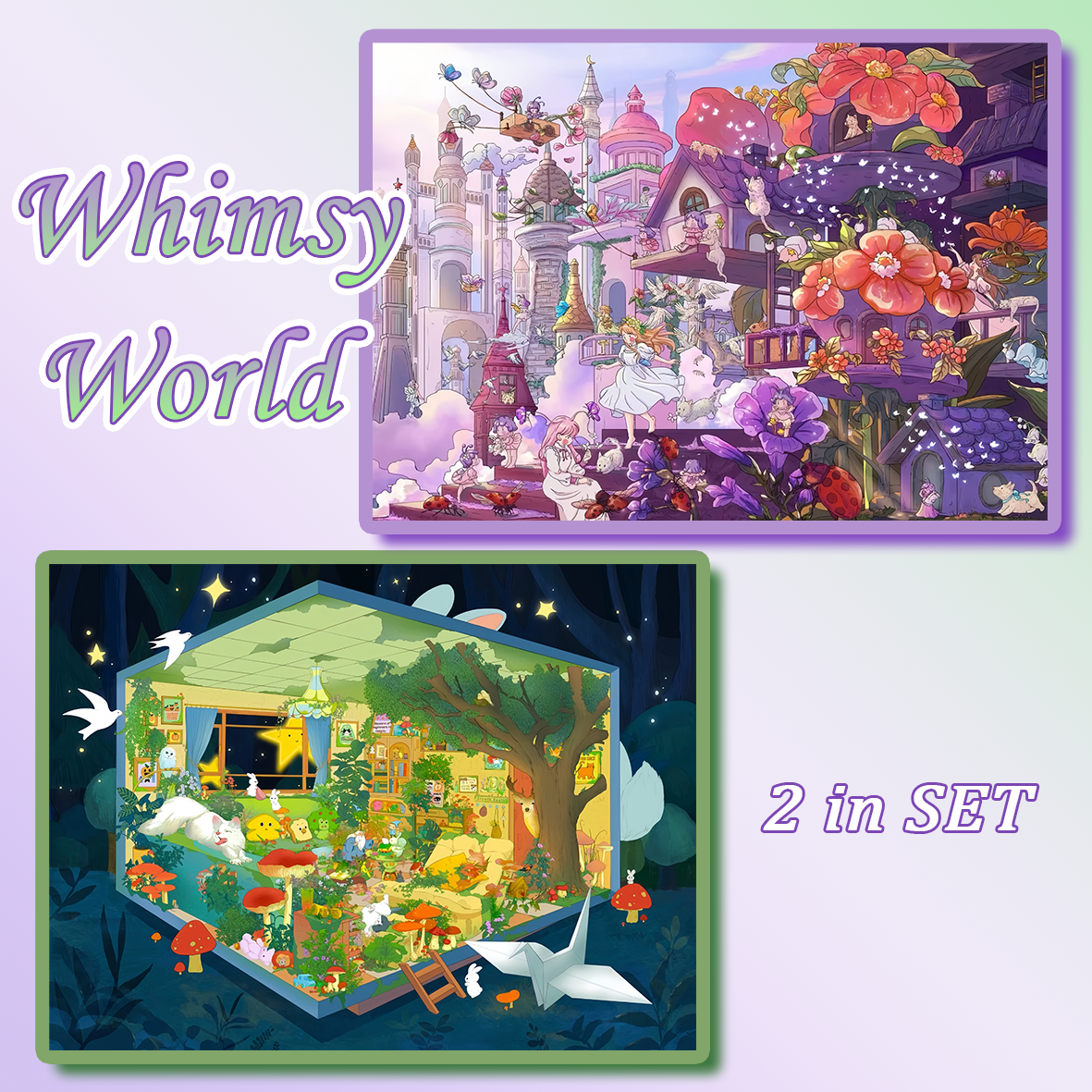 Whimsy World DIY 3D Sticker Collection - 2 Cute Miniature Scenes