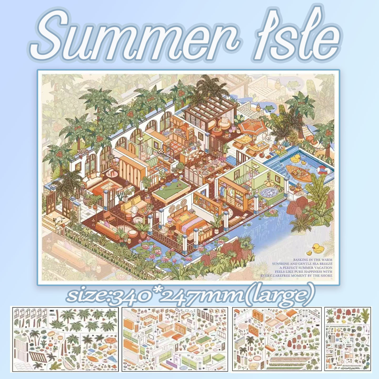 Year‑Round Manor DIY 3D Scene Stickers Collection - 3 Cute Miniature Scenes