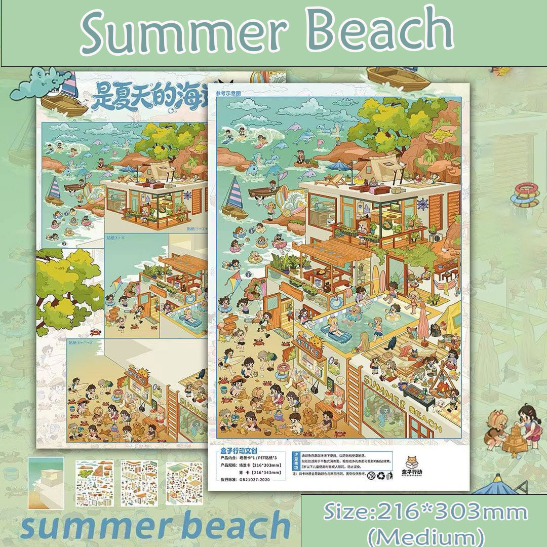 Childhood Memory DIY 3D Scene Stickers Collection - 3 Cute Miniature Scenes