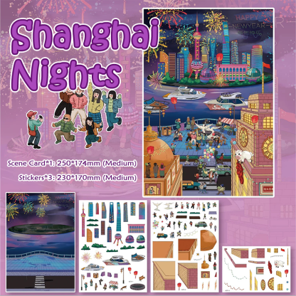 Shanghai Nights DIY 3D Sticker Collection -  Cute Miniature Scene
