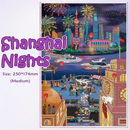 Shanghai Nights DIY 3D Sticker Collection -  Cute Miniature Scene