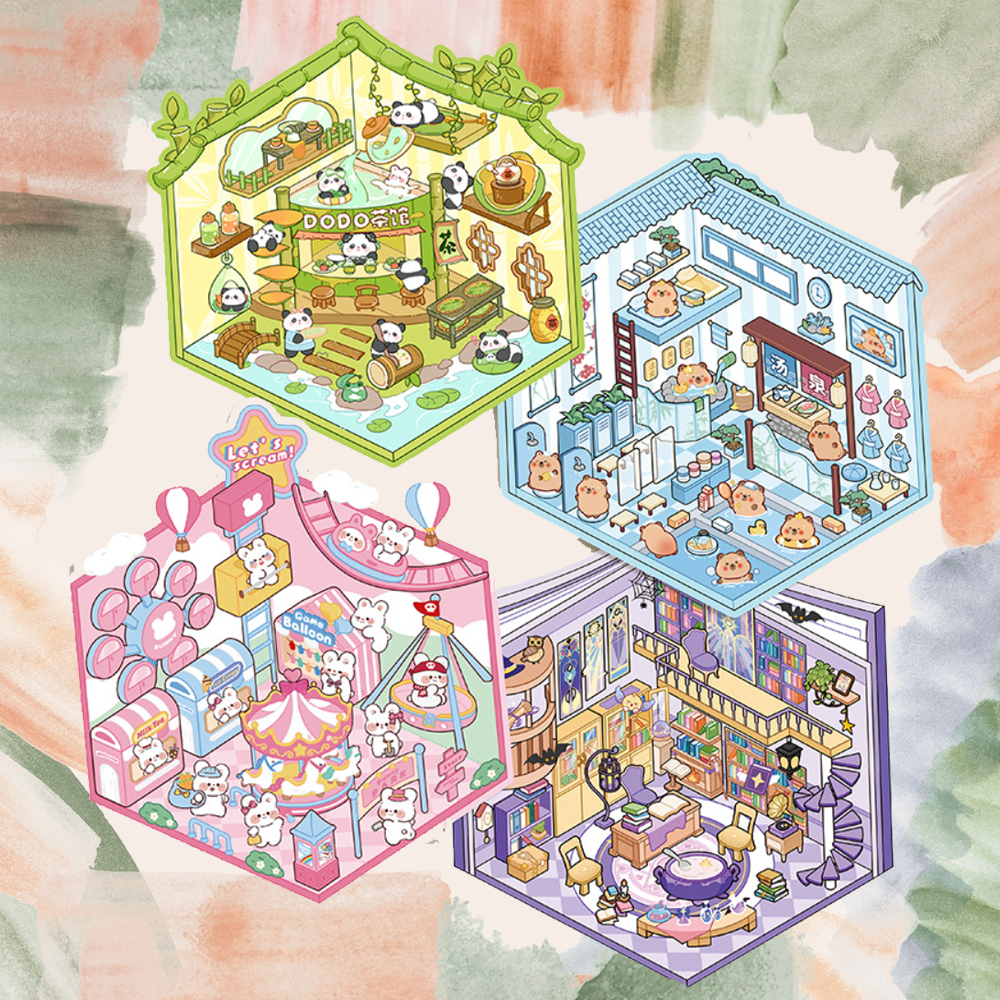 Wonderful Shop DIY 3D Scene Stickers 4 Cute Miniature Scenes
