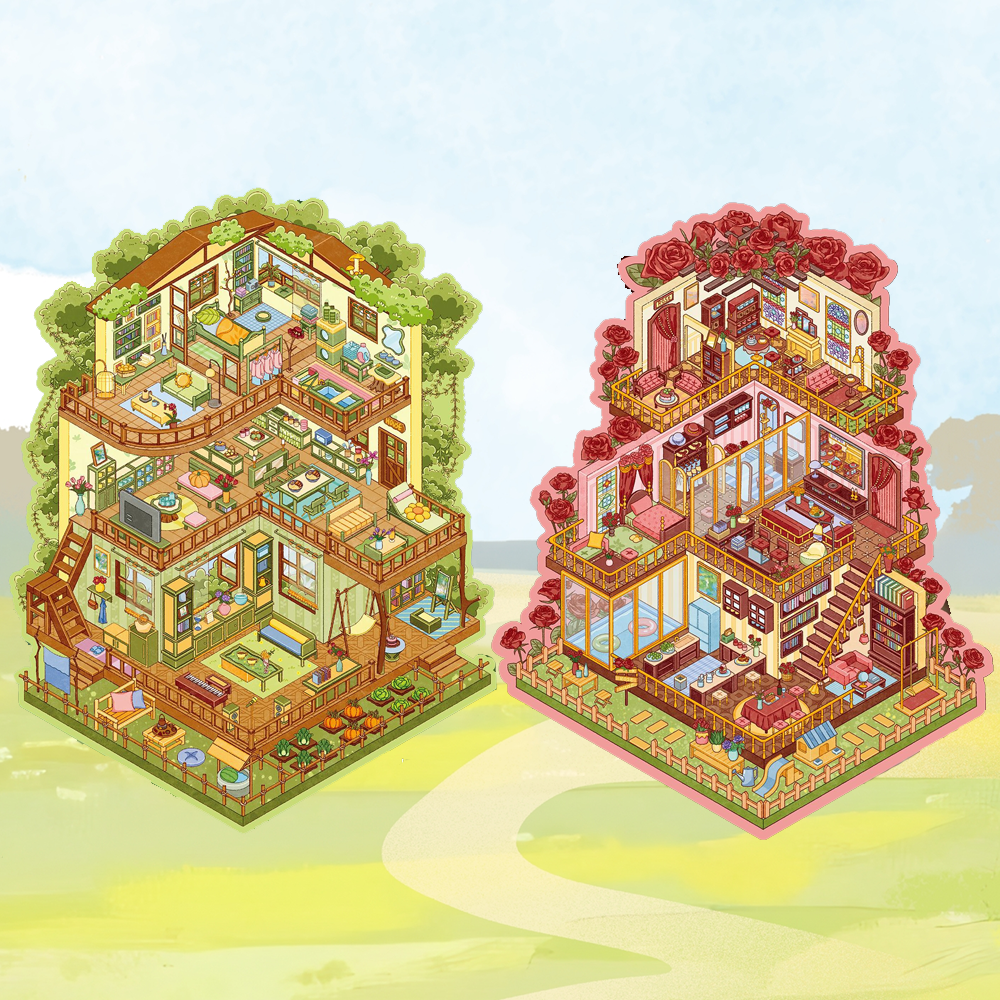 Olden Home DIY 3D Scene Stickers - 2 Cute Miniature Scenes