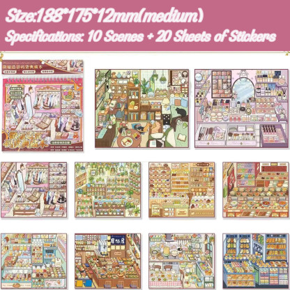 Mini Stockpile Book DIY 3D Scene Stickers Collection -  Cute Miniature Scene