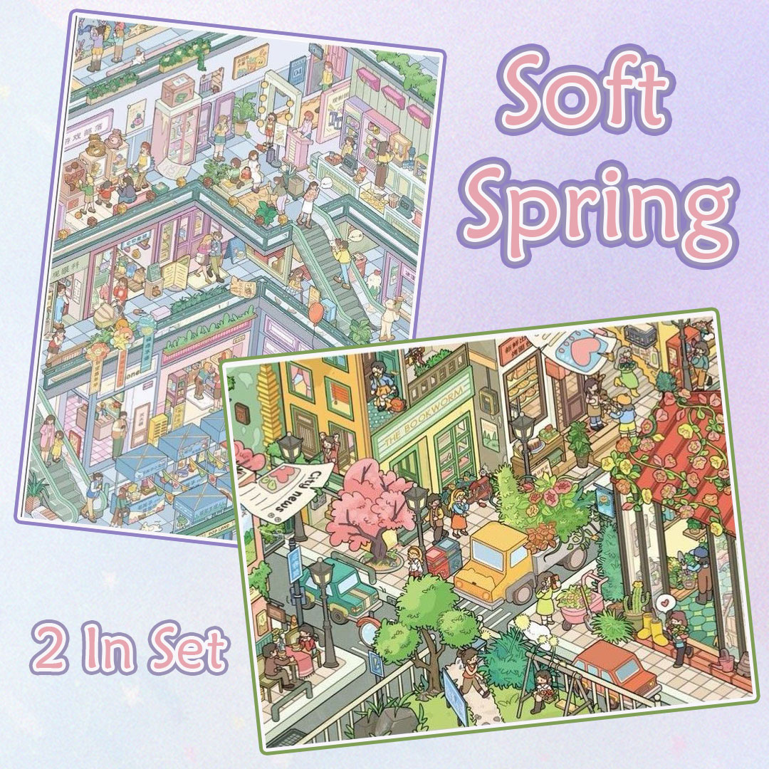 Soft Spring DIY 3D Scene Stickers Collection - 2 Cute Miniature Scenes