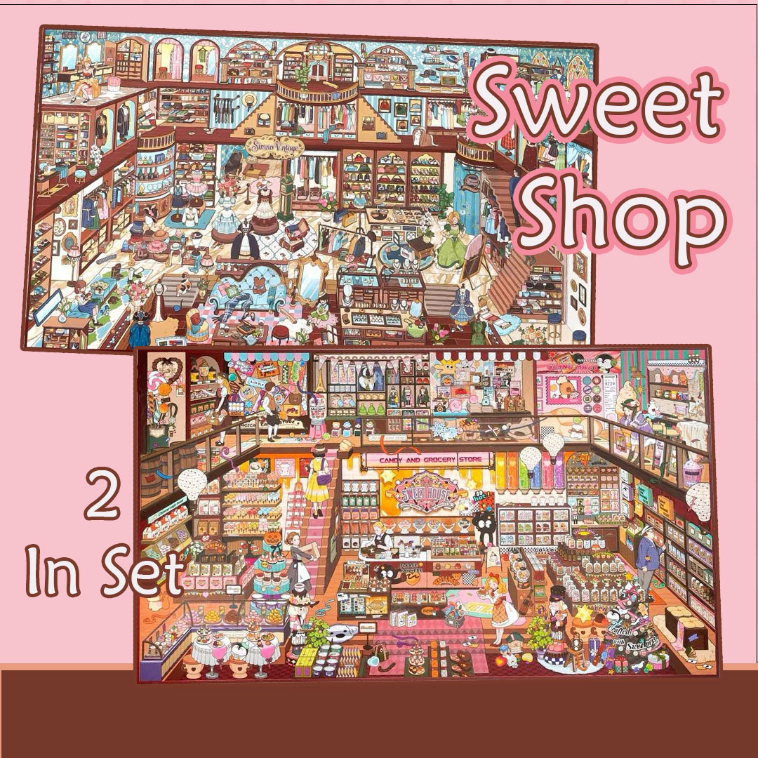 Sweet Shop DIY 3D Scene Stickers Collection - 2 Cute Miniature Scenes