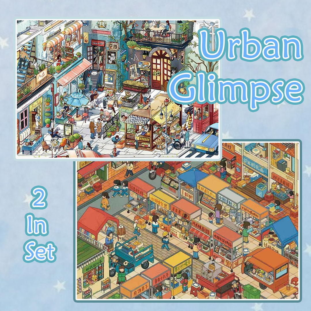 Urban Glimpse DIY 3D Scene Stickers Collection - 2 Cute Miniature Scenes