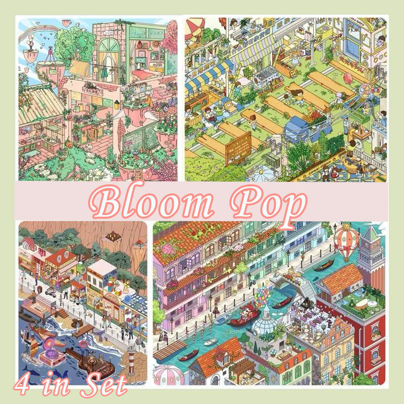Bloom Pop DIY 3D Sticker Collection - 4 Cute Miniature Scens