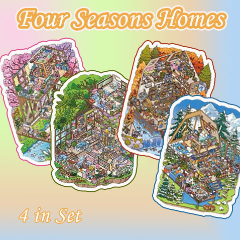  Four Seasons Homes  DIY 3D Sticker Collection - 4 Cute Miniature Scens