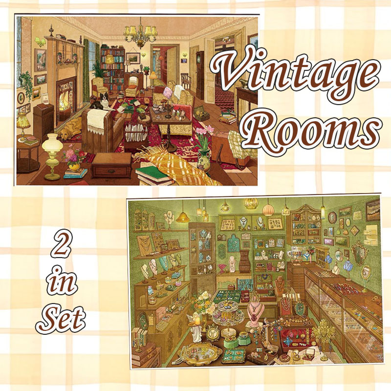 Vintage Rooms DIY 3D Scene Stickers Collection - 2 Cute Miniature Scenes