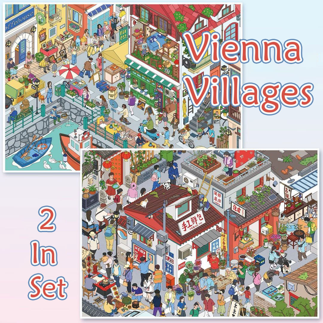 Vienna Villages DIY 3D Scene Stickers Collection - 2 Cute Miniature Scenes