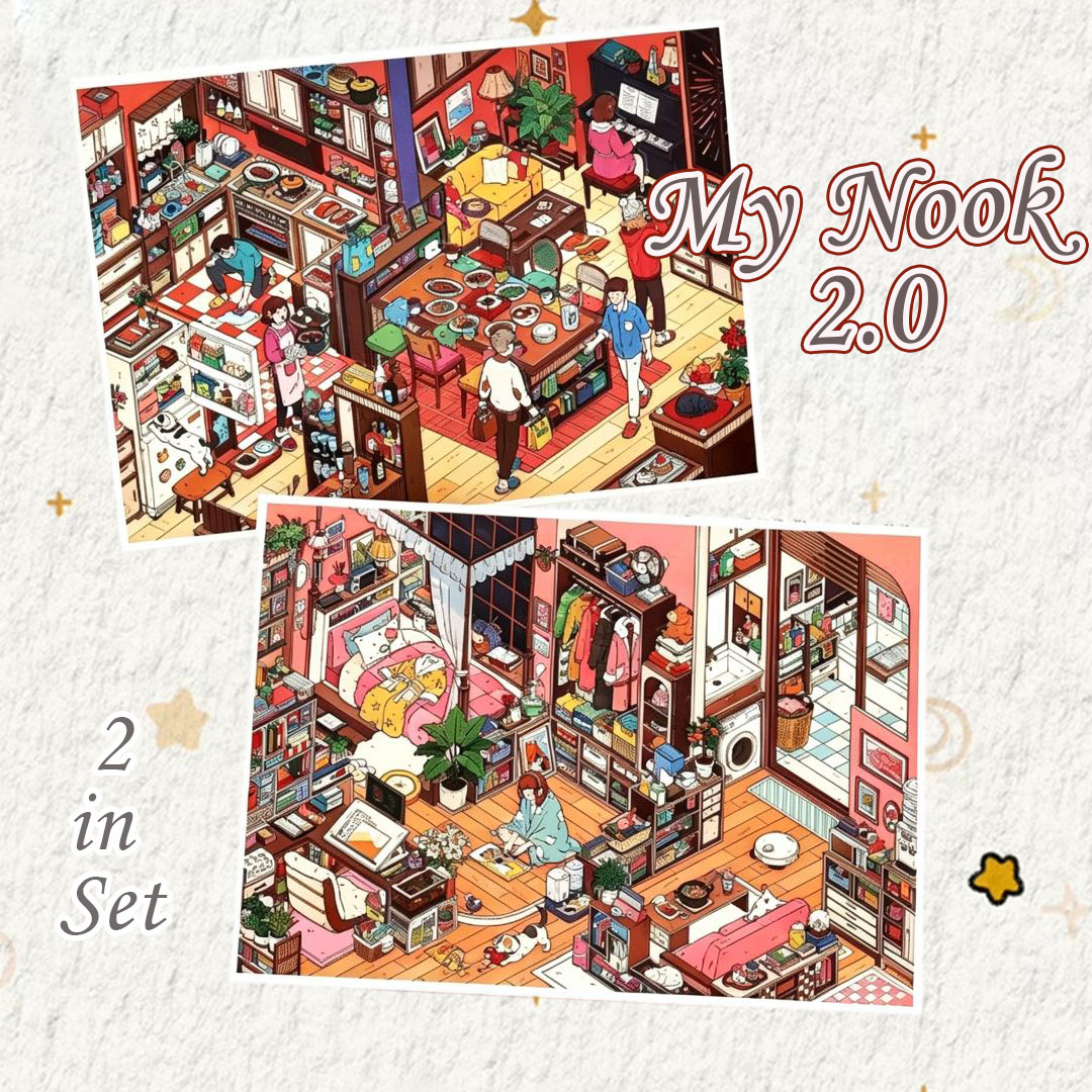 My Nook 2.0 DIY 3D Stickers Collection - 2 Miniature Scenes (with guidelines)