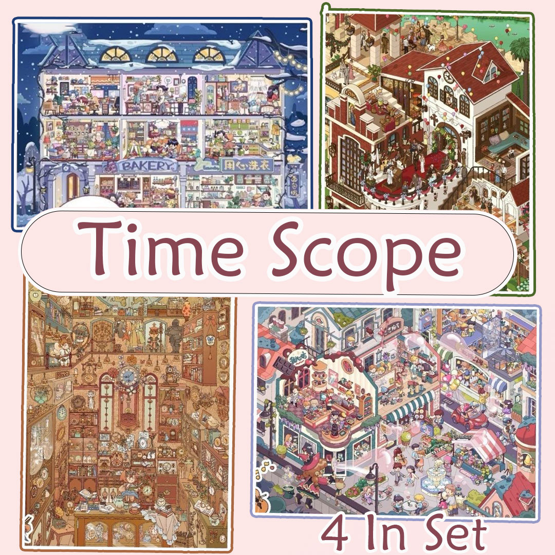 Time Scope DIY 3D Scene Stickers Collection - 4 Cute Miniature Scenes