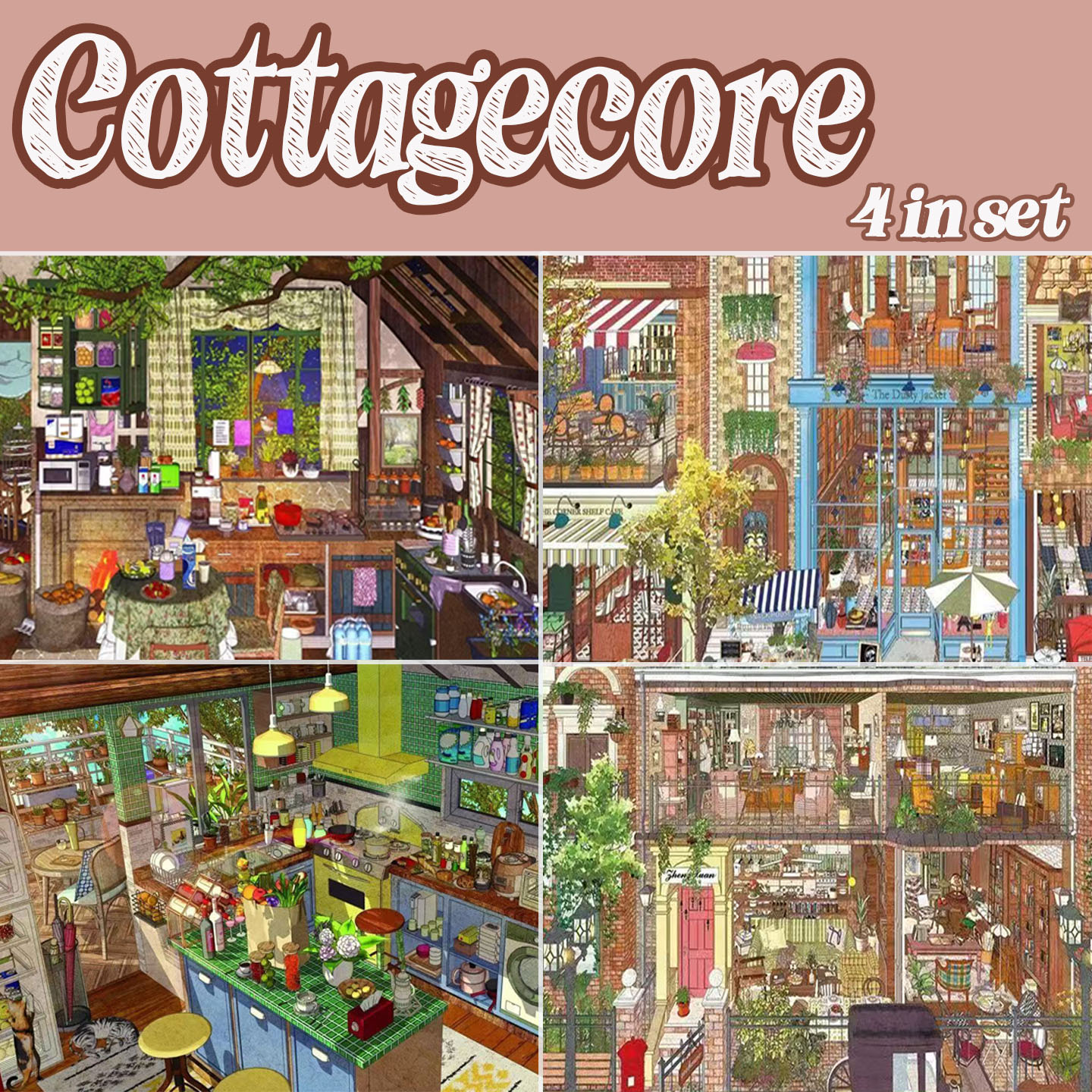 Cottagecore DIY 3D Scene Stickers Collection - 2 Cute Miniature Scenes