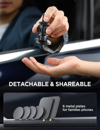 2 Pack Magnetic Phone Holder for Car Vent, [6 Strong Magnets] Magnetic Car Mount, Hands Free Air Vent Cell Phone Holder Mount for Car, Fit 4-11in iPhone 13 Pro Max,13 Pro, All Phones Sliver