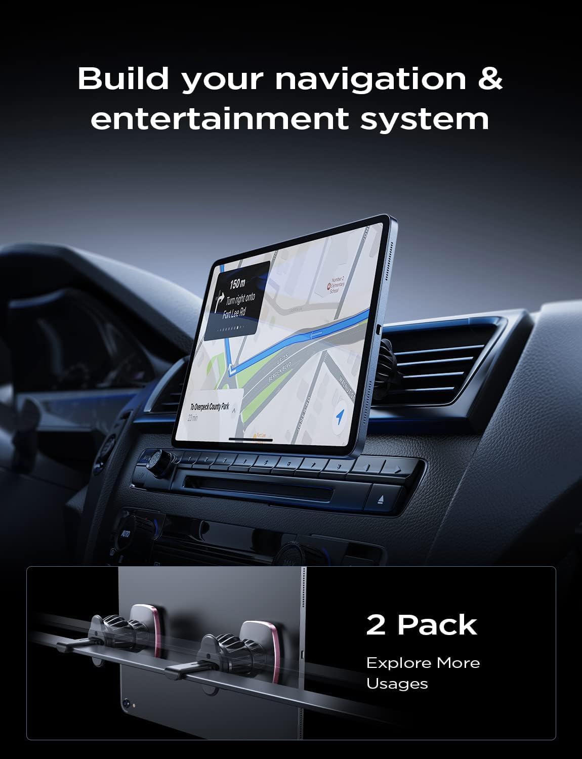 2 Pack Magnetic Phone Holder for Car Vent, [6 Strong Magnets] Magnetic Car Mount, Hands Free Air Vent Cell Phone Holder Mount for Car, Fit 4-11in iPhone 13 Pro Max,13 Pro, All Phones Sliver