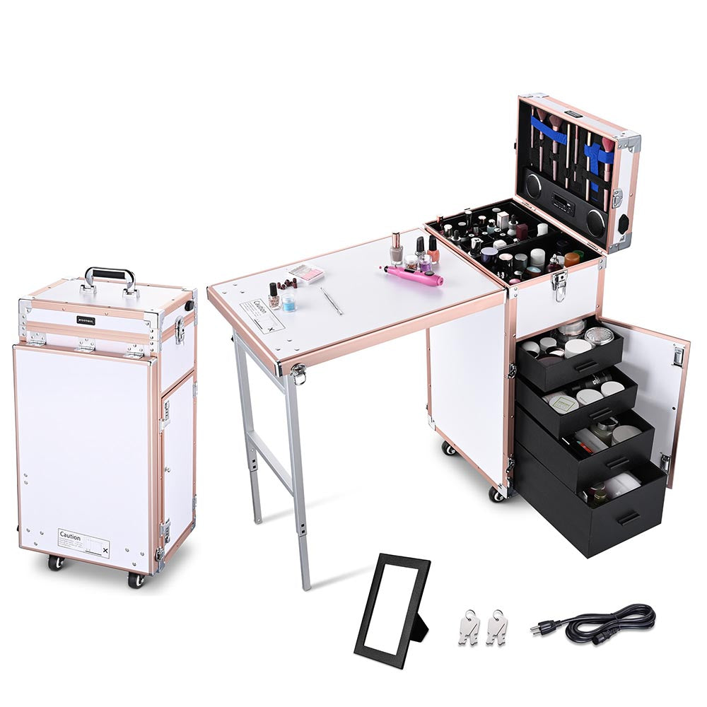 Clearance Store💖—Rolling Manicure Table Nail Desk Workstation Polish Trolley