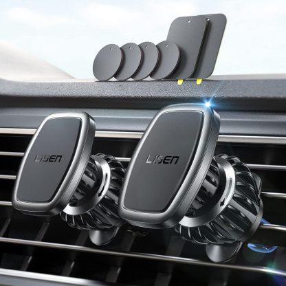 2 Pack Magnetic Phone Holder for Car Vent, [6 Strong Magnets] Magnetic Car Mount, Hands Free Air Vent Cell Phone Holder Mount for Car, Fit 4-11in iPhone 13 Pro Max,13 Pro, All Phones Sliver