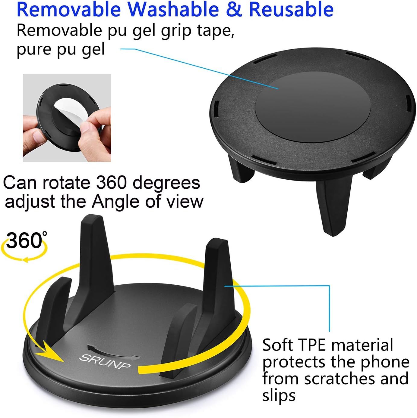 Dashboard Cell Phone Holder for Car[Vertical Horizontal 360°Rotate] Car Phone Mount,Compatible iPhone 12 11 XS X 8 7 Pro Max Samsung Android Smartphones and More
