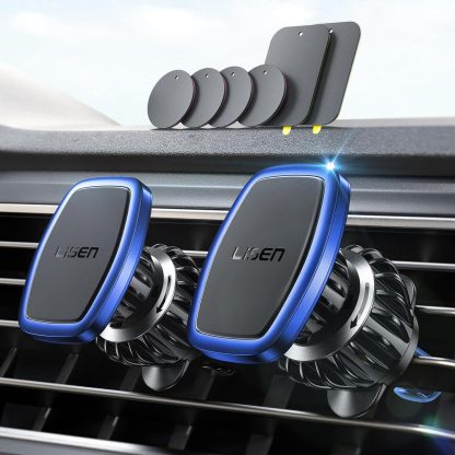 2 Pack Magnetic Phone Holder for Car Vent, [6 Strong Magnets] Magnetic Car Mount, Hands Free Air Vent Cell Phone Holder Mount for Car, Fit 4-11in iPhone 13 Pro Max,13 Pro, All Phones Sliver